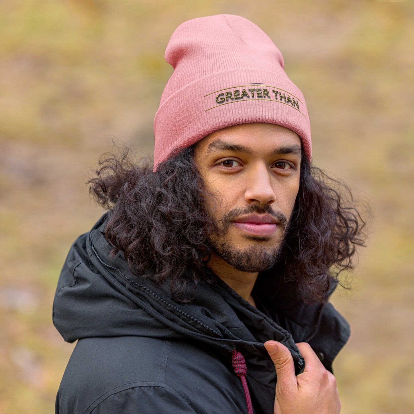 Greater Than-Cuffed Beanie
