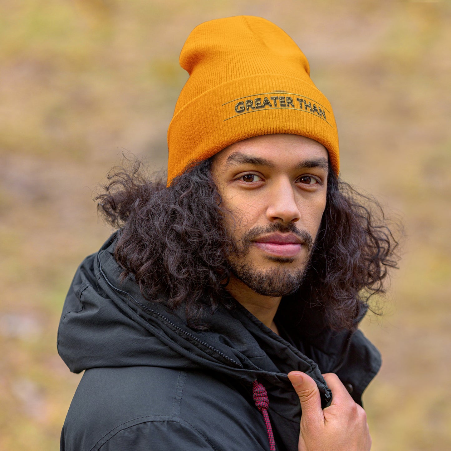 Greater Than-Cuffed Beanie