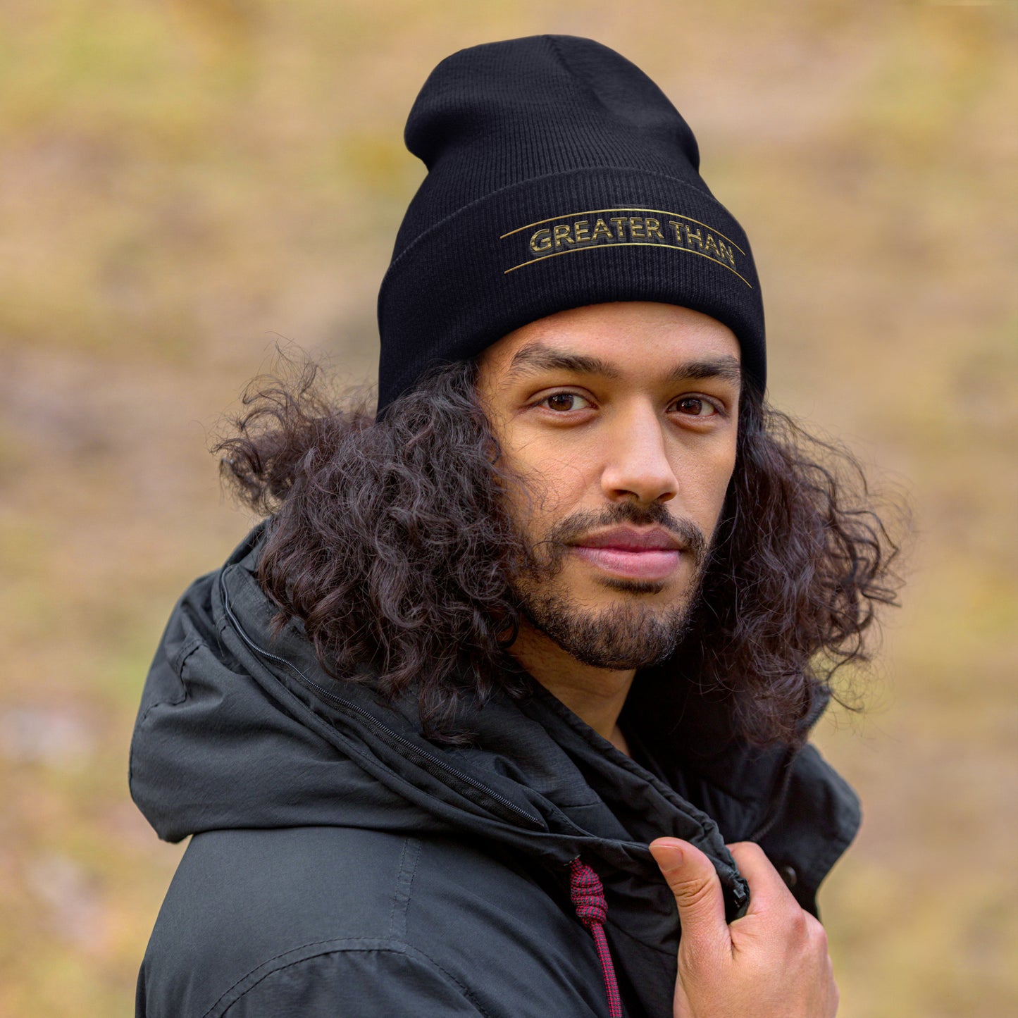 Greater Than-Cuffed Beanie