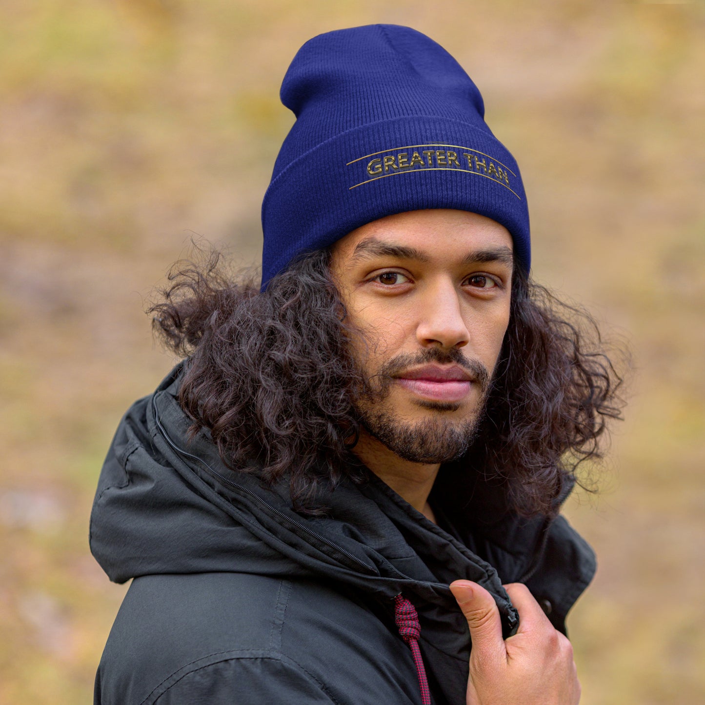 Greater Than-Cuffed Beanie