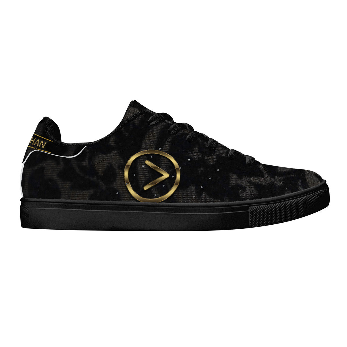 Black Knight Low-Top Synthetic Leather Sneakers - Black