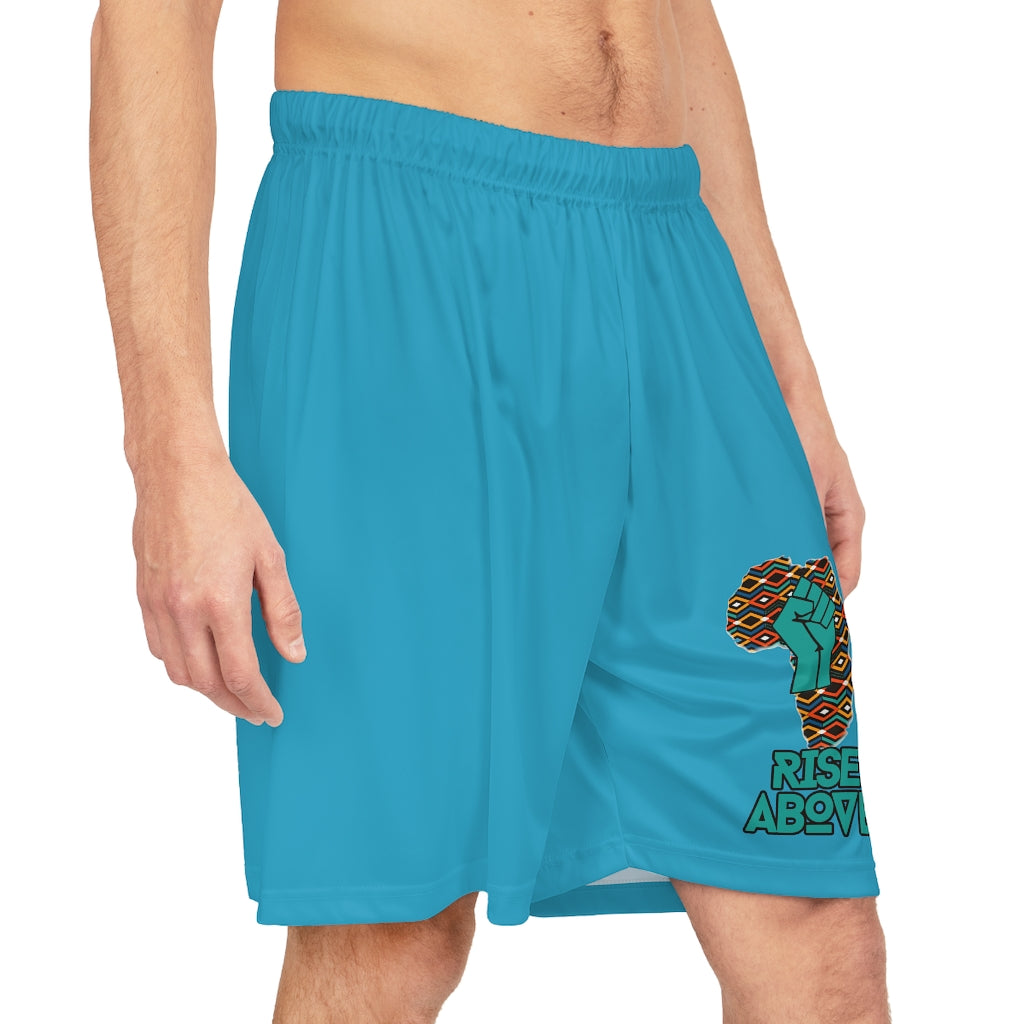 Rise Above: Coat of Many Colors-Ocean Blue Basketball Shorts