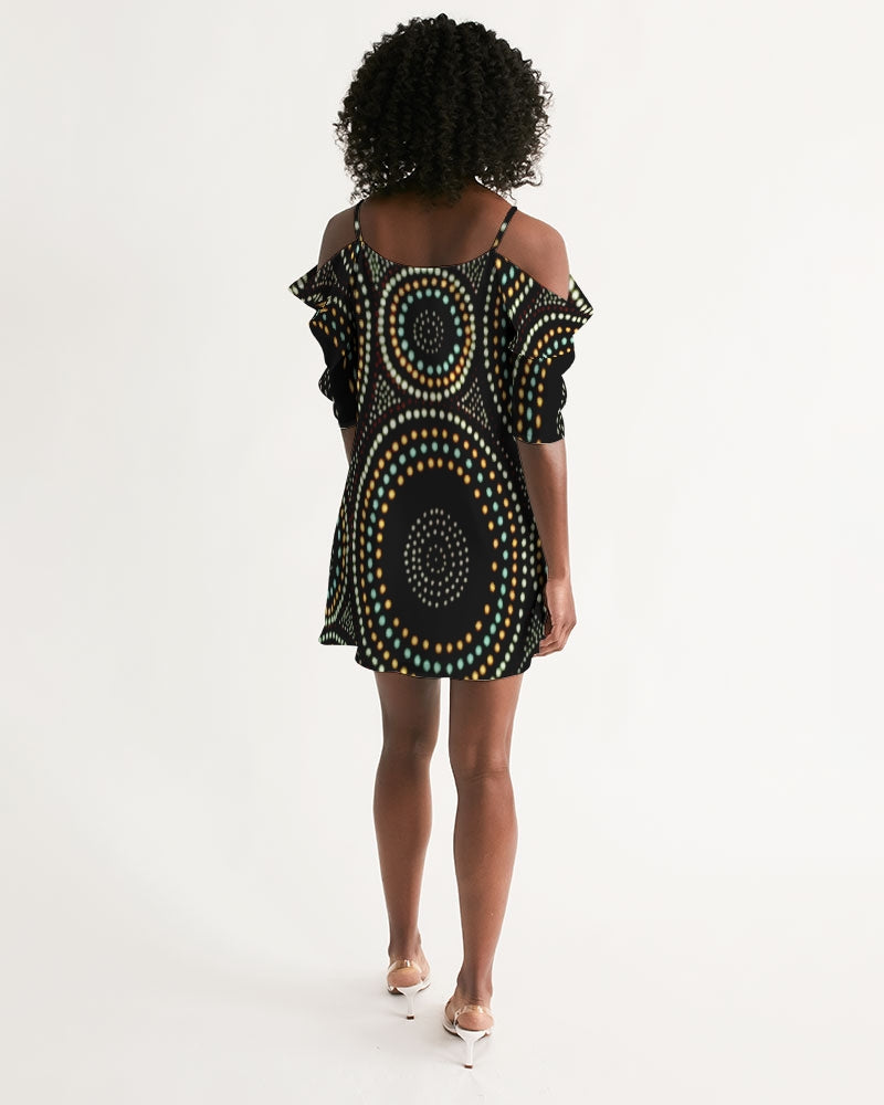 Safari Night Women's Open Shoulder A-Line Dress