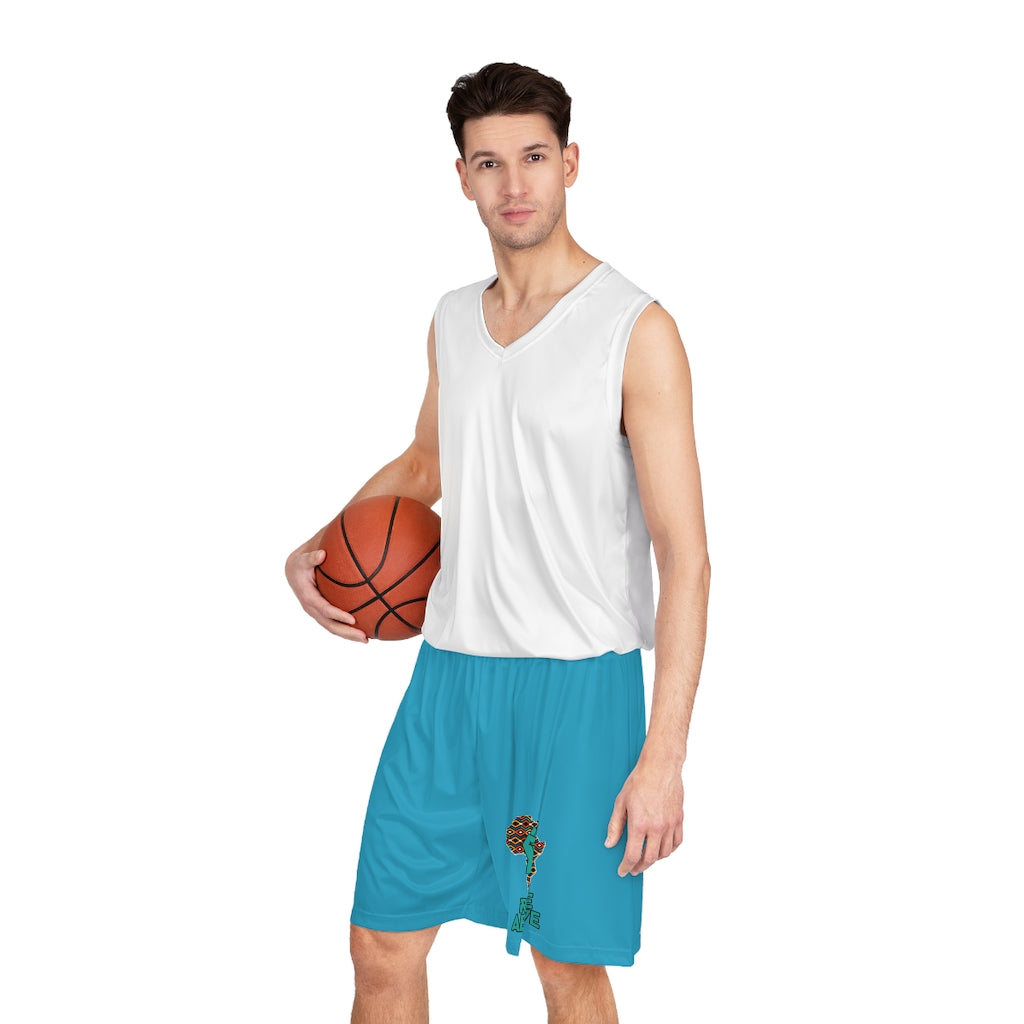 Rise Above: Coat of Many Colors-Ocean Blue Basketball Shorts
