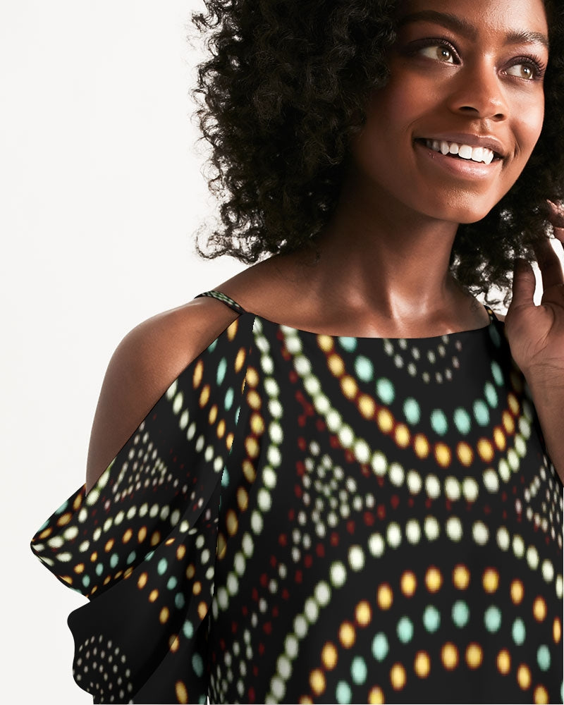 Safari Night Women's Open Shoulder A-Line Dress