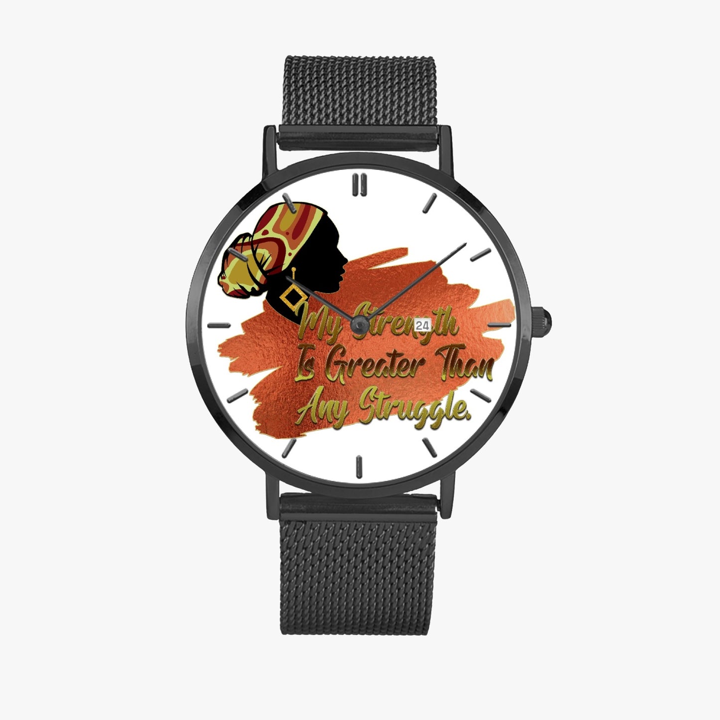Strong Woman Stainless Steel Perpetual Calendar Quartz Watch (With Indicators)