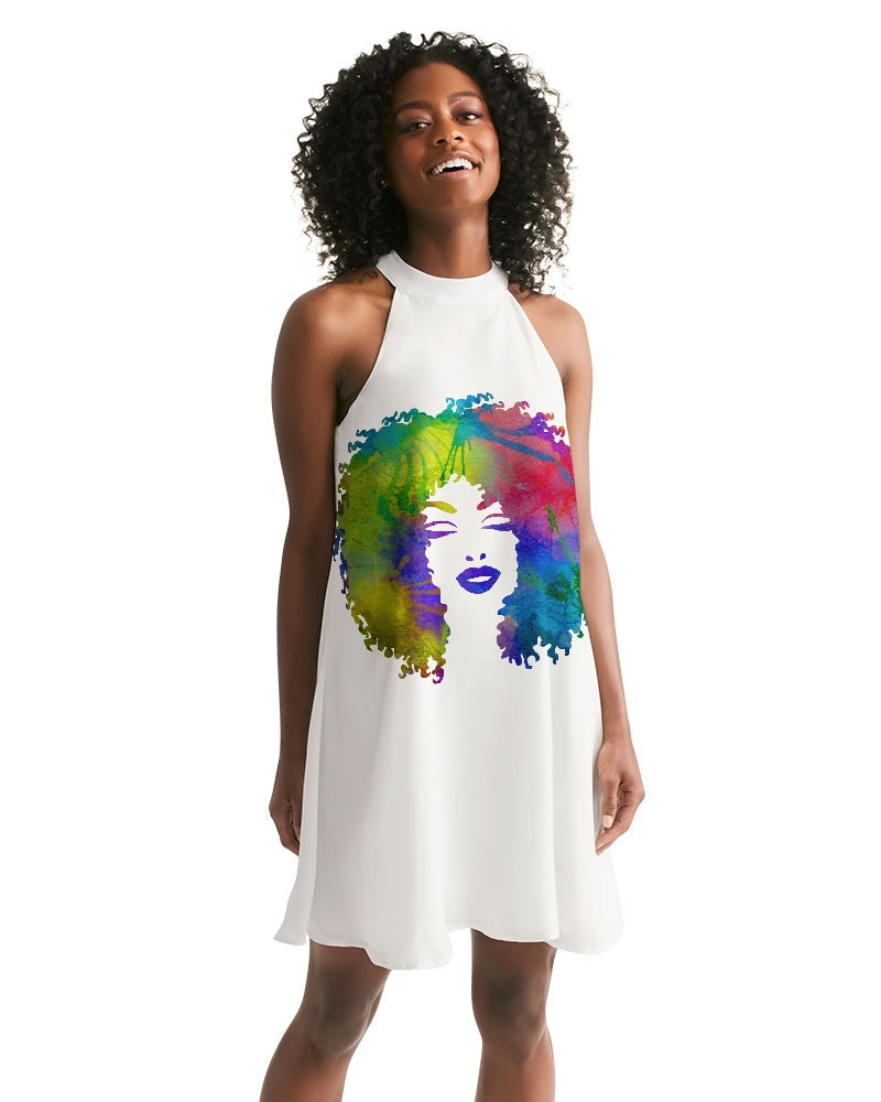 multi colored afro WOMAN Women's Halter Dress