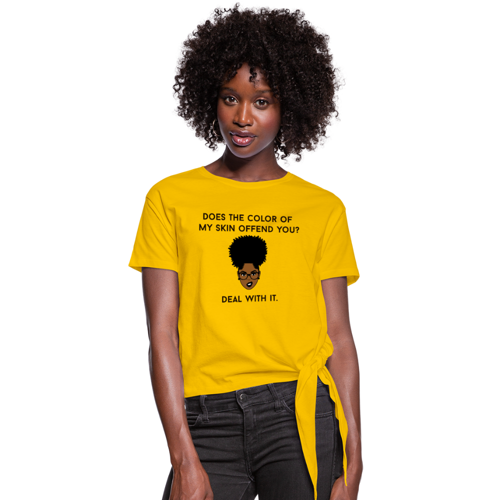 Deal With It-Women's Knotted T-Shirt - sun yellow