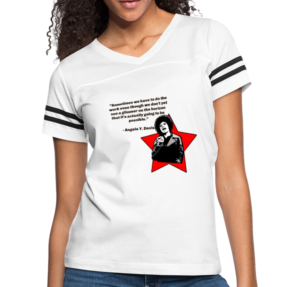 Angela Davis-Women’s Vintage Sport T-Shirt - white/black