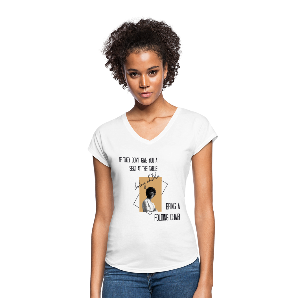 Shirley Chisholm-Women's Tri-Blend V-Neck T-Shirt - white