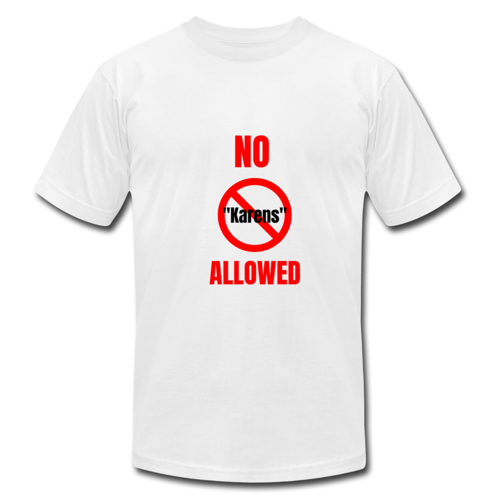 No "Karens" Allowed Unisex Jersey T-Shirt by Bella + Canvas - white
