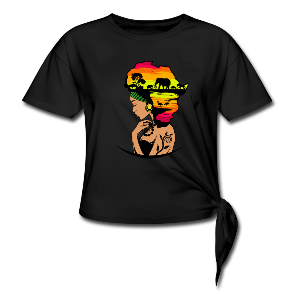 No Place Like Home. Women's Knotted T-Shirt - black