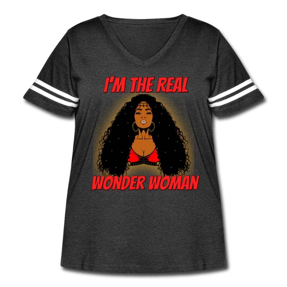 Wonder Woman- Curvy Vintage Sport T-Shirt - vintage smoke/white