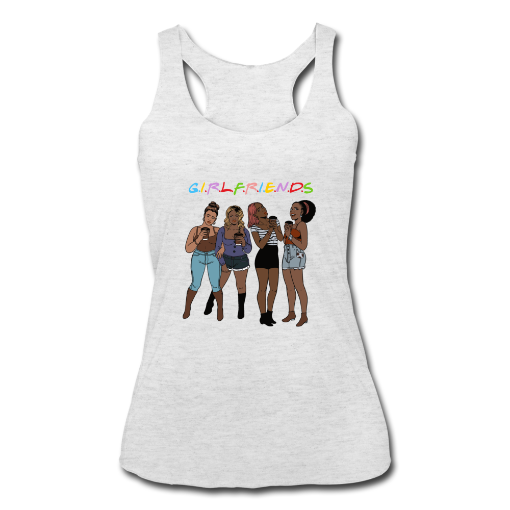 Girlfriends-Women’s Tri-Blend Racerback Tank - heather white