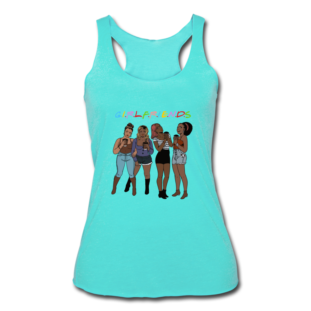 Girlfriends-Women’s Tri-Blend Racerback Tank - turquoise