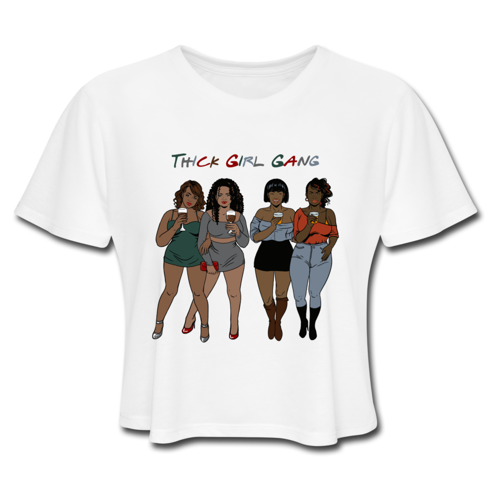 Thick Girl Gang-Women's Cropped T-Shirt - white