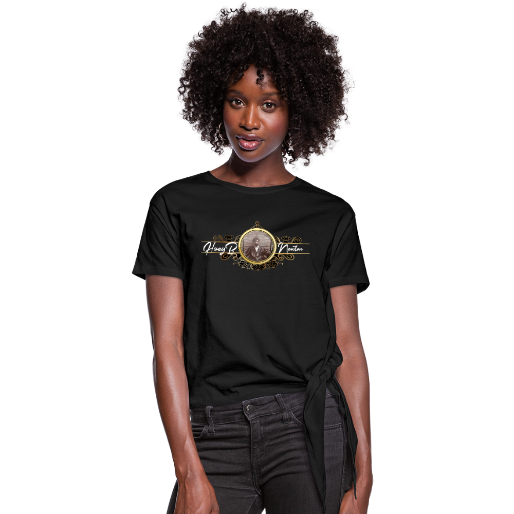 Huey P Newton-Women's Knotted T-Shirt - black