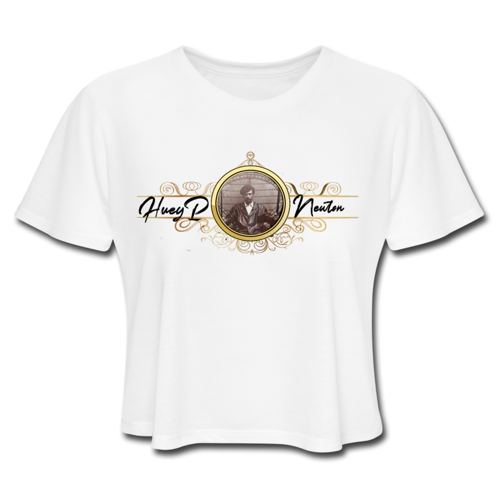 Huey P. Newton-Cropped T-Shirt - white