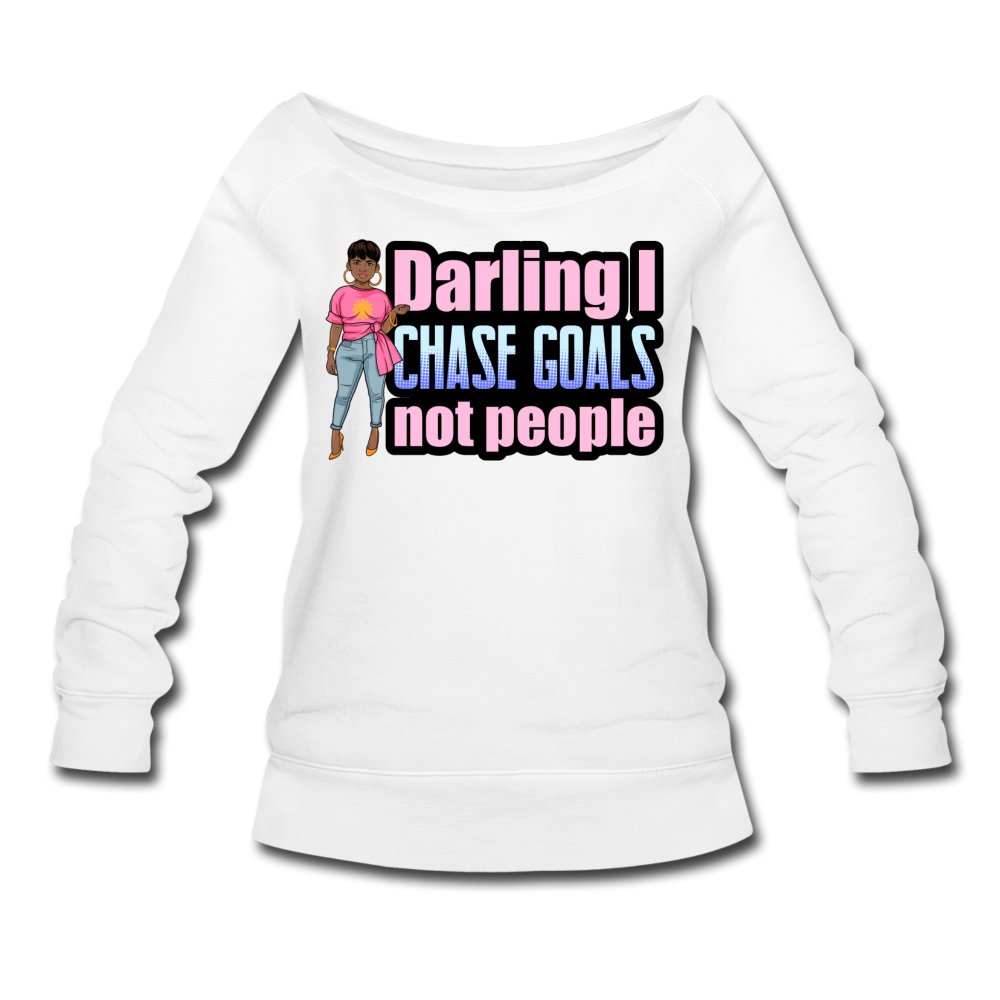 Goal Chaser-Women's Wideneck Sweatshirt - white