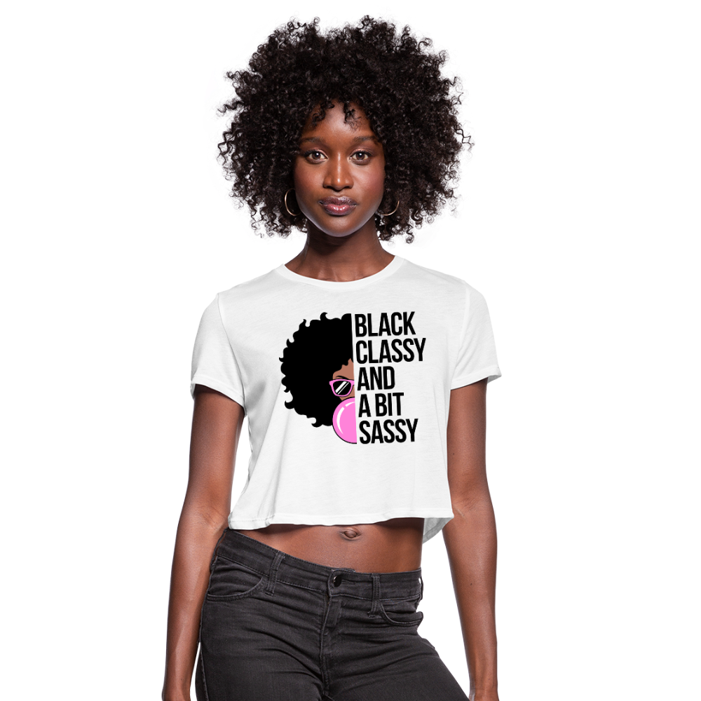 Black, Sassy and Classy-Women's Cropped T-Shirt - white