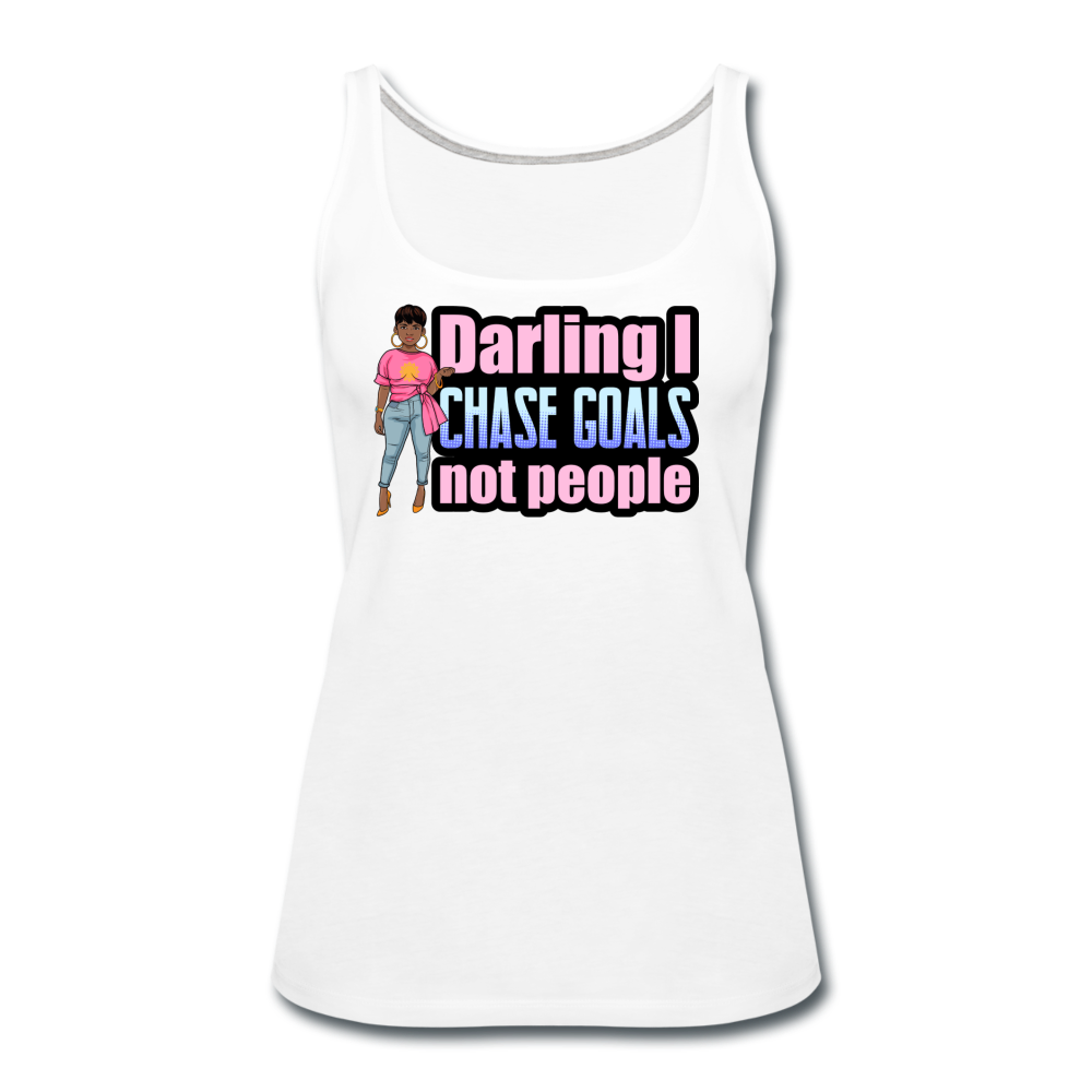 Goal Chaser-Women’s Premium Tank Top - white