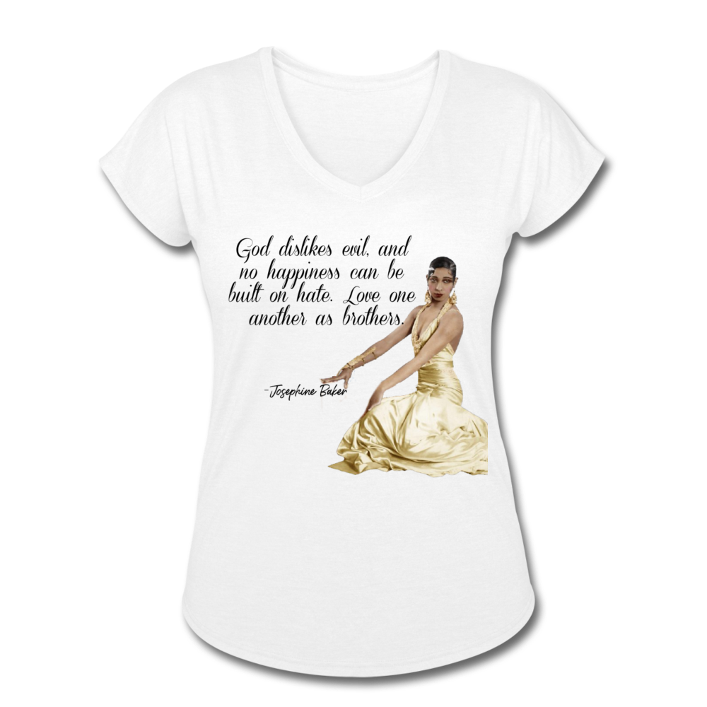 Josephine Baker-Women's Tri-Blend V-Neck T-Shirt - white