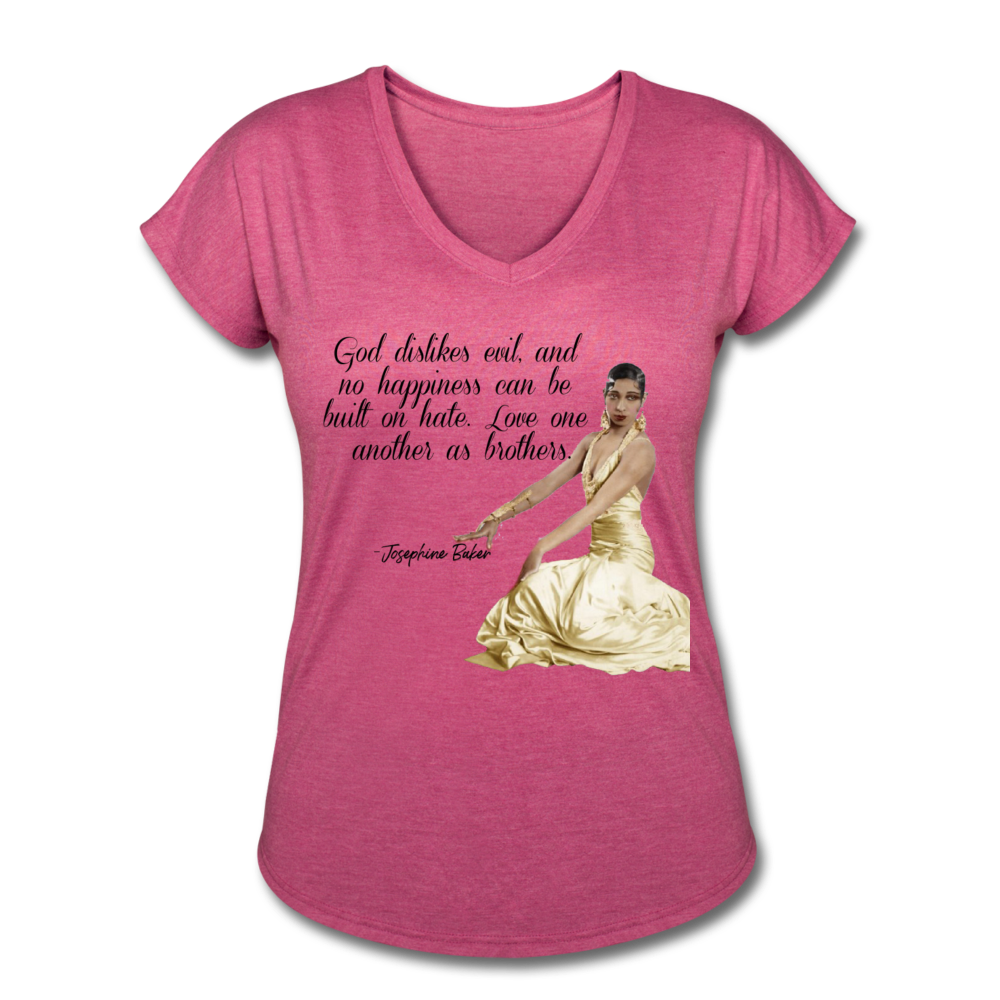 Josephine Baker-Women's Tri-Blend V-Neck T-Shirt - heather raspberry