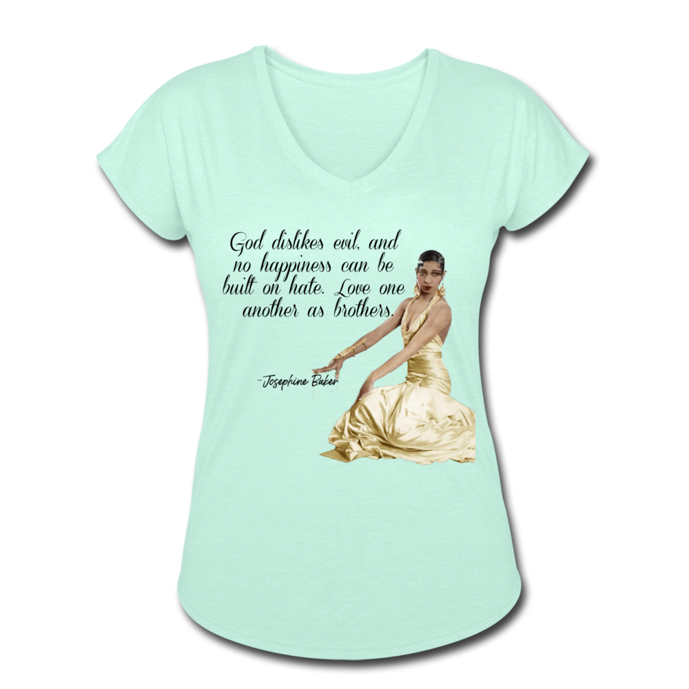Josephine Baker-Women's Tri-Blend V-Neck T-Shirt - mint