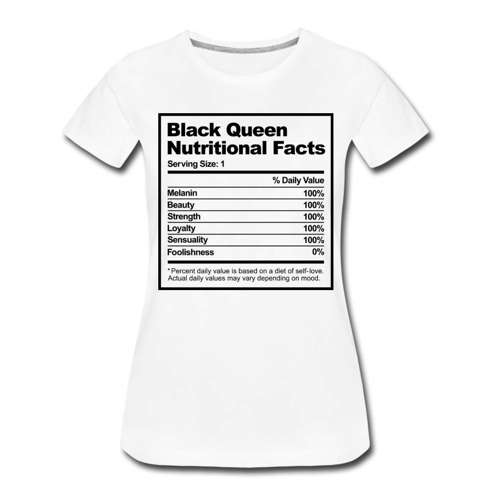 Black Queen Nutritional Facts-Women’s Premium T-Shirt - white