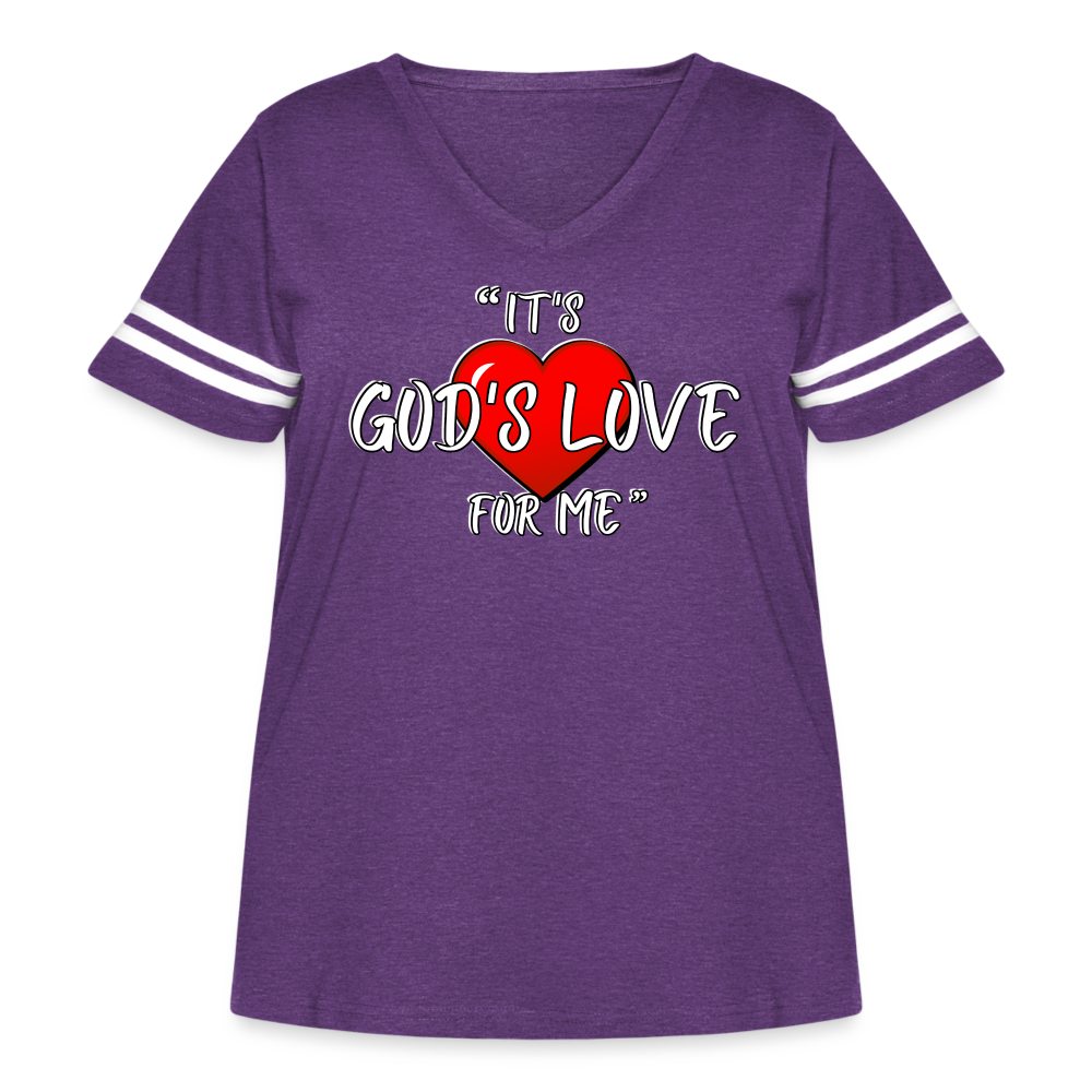 God's Love Women's Curvy Vintage Sport T-Shirt - vintage purple/white