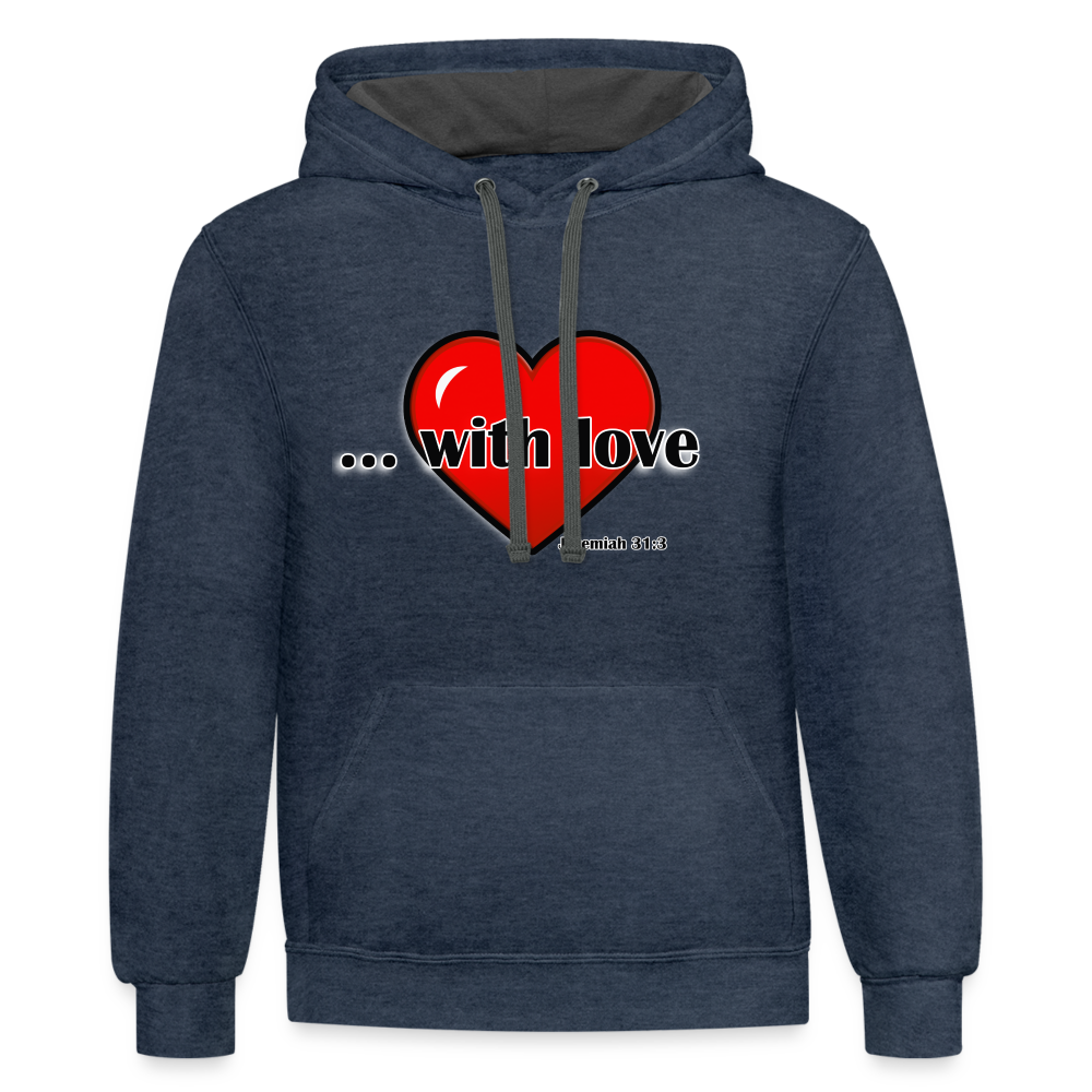 With Love Contrast Hoodie - indigo heather/asphalt