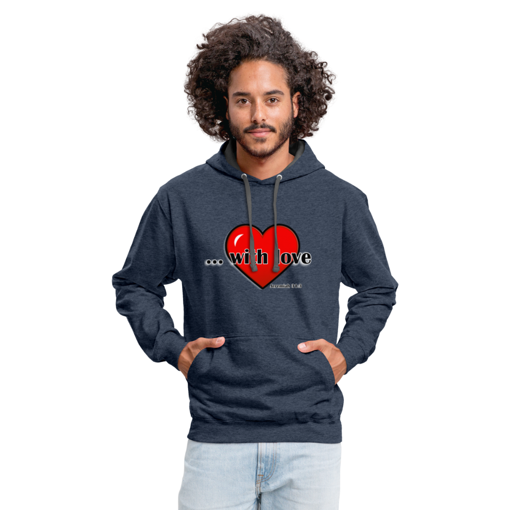 With Love Contrast Hoodie - indigo heather/asphalt