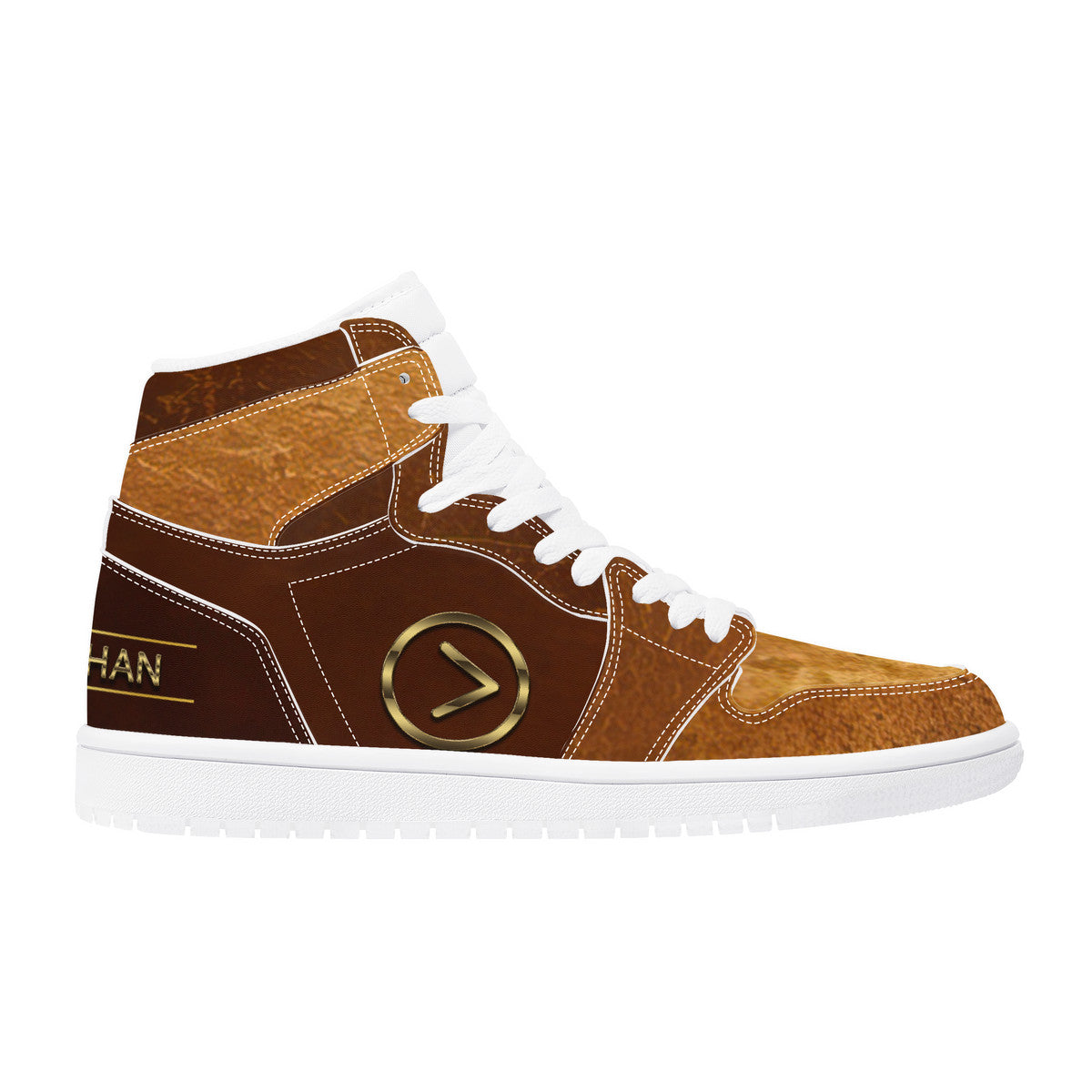 Bronze High Top Synthetic Leather Sneaker