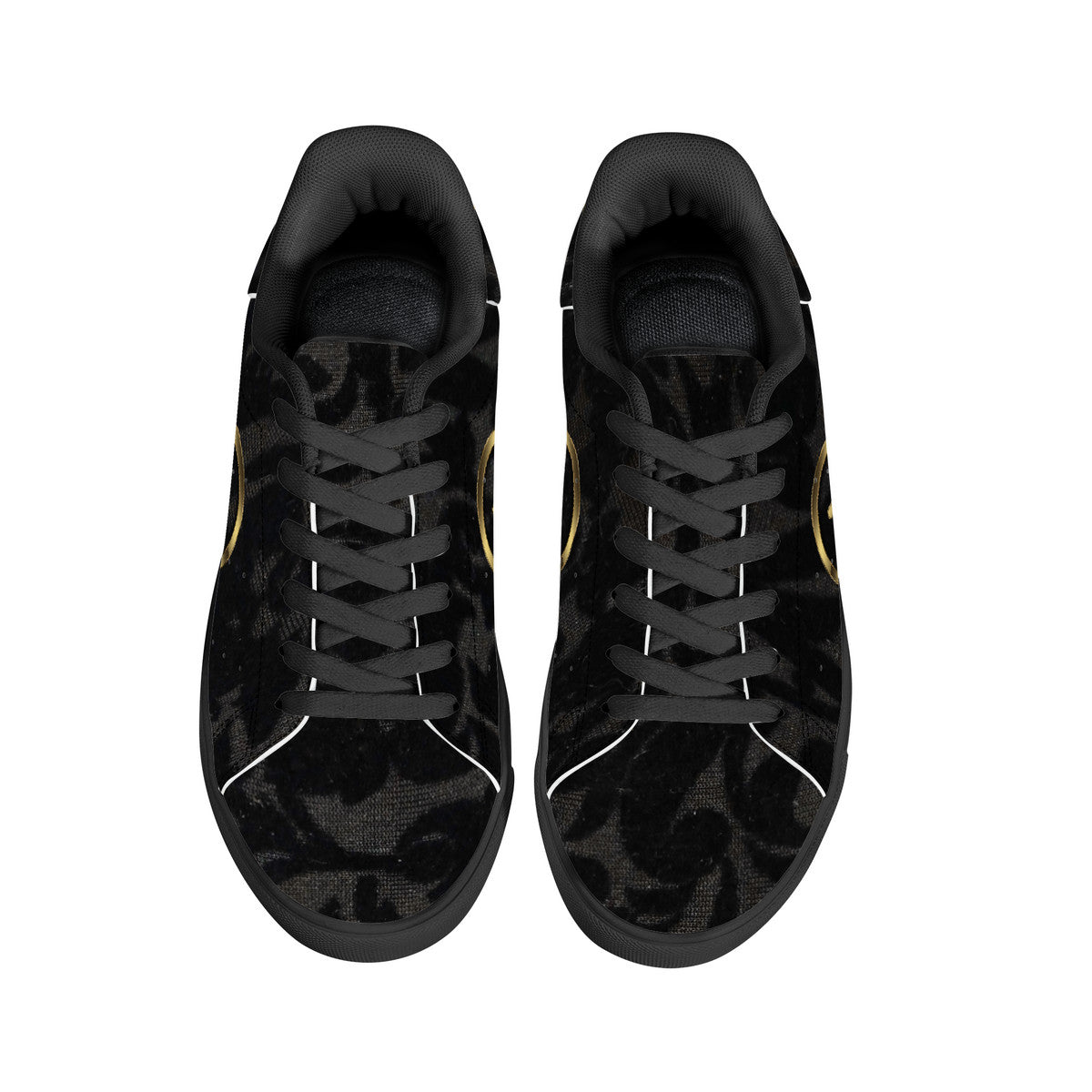 Black Knight Low-Top Synthetic Leather Sneakers - Black