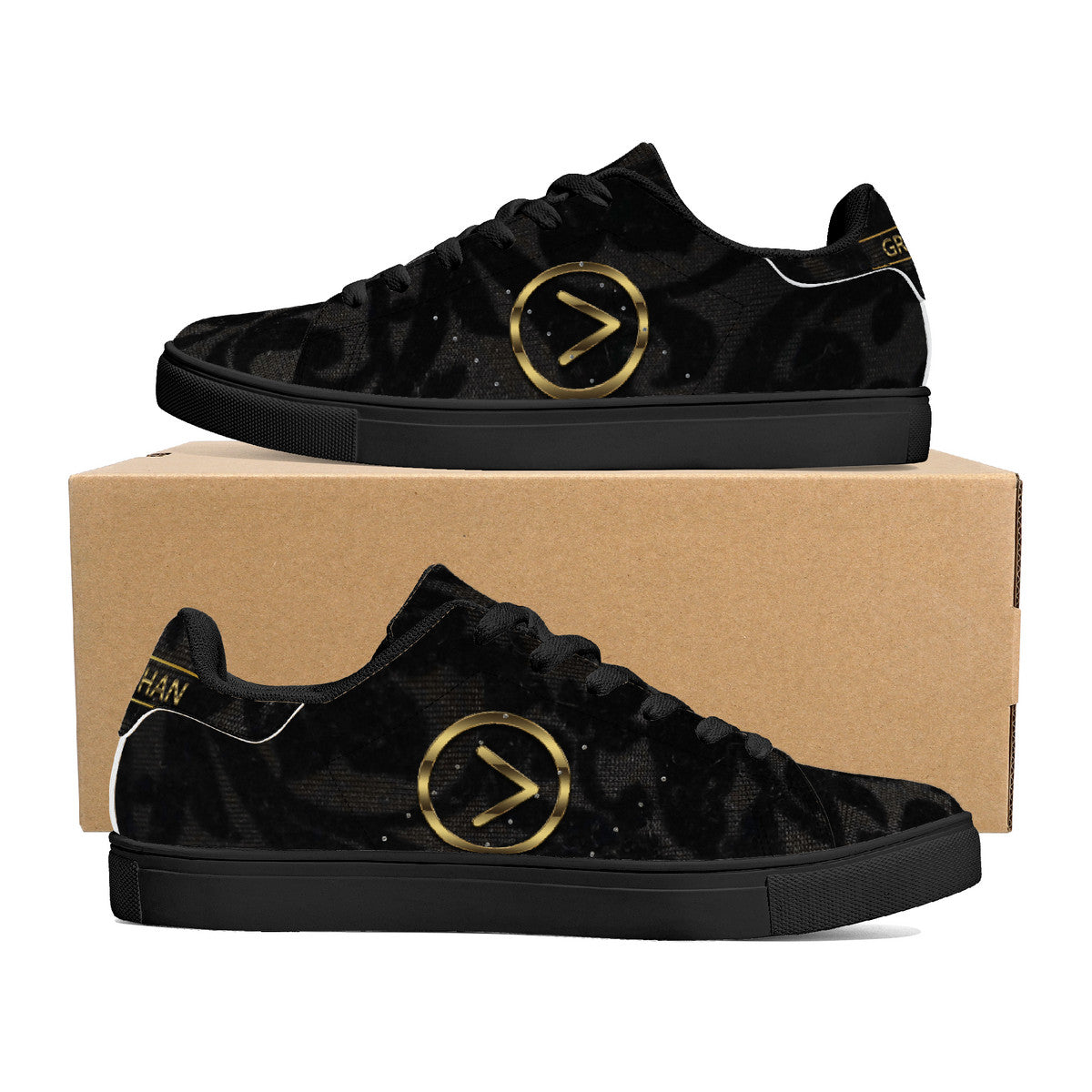 Black Knight Low-Top Synthetic Leather Sneakers - Black