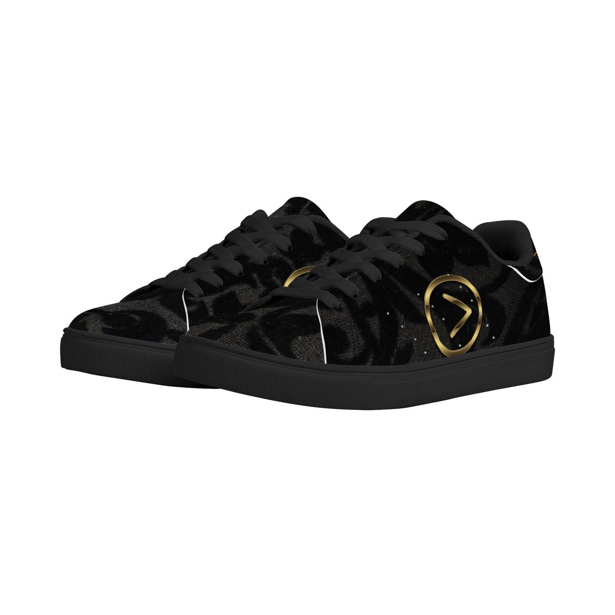 Black Knight Low-Top Synthetic Leather Sneakers - Black