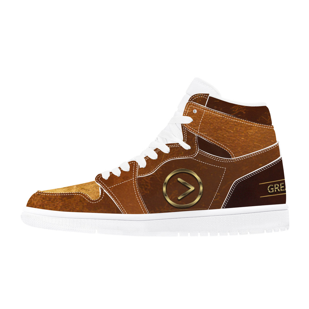 Bronze High Top Synthetic Leather Sneaker