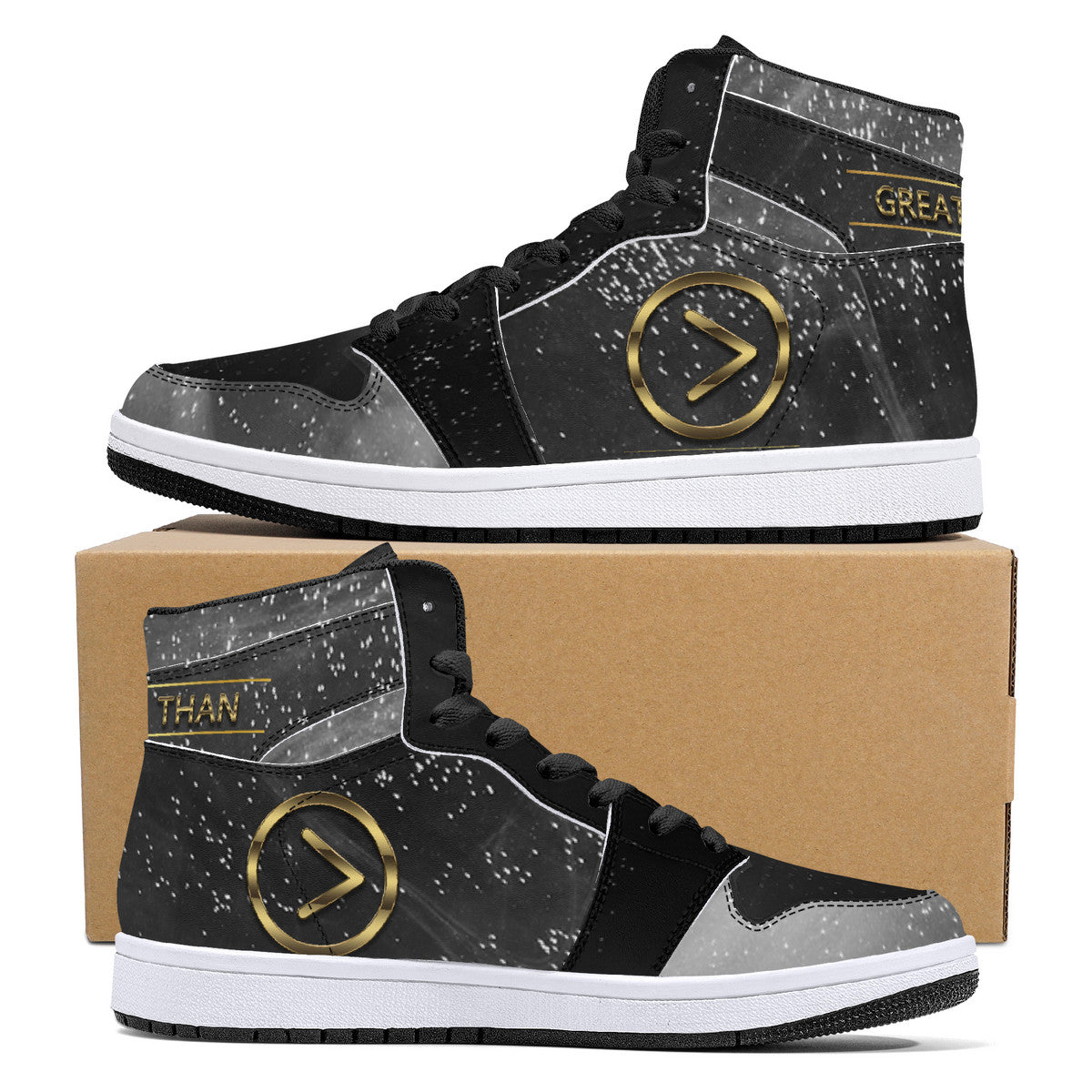 Smokey High-Top Synthetic Leather Sneakers - Black