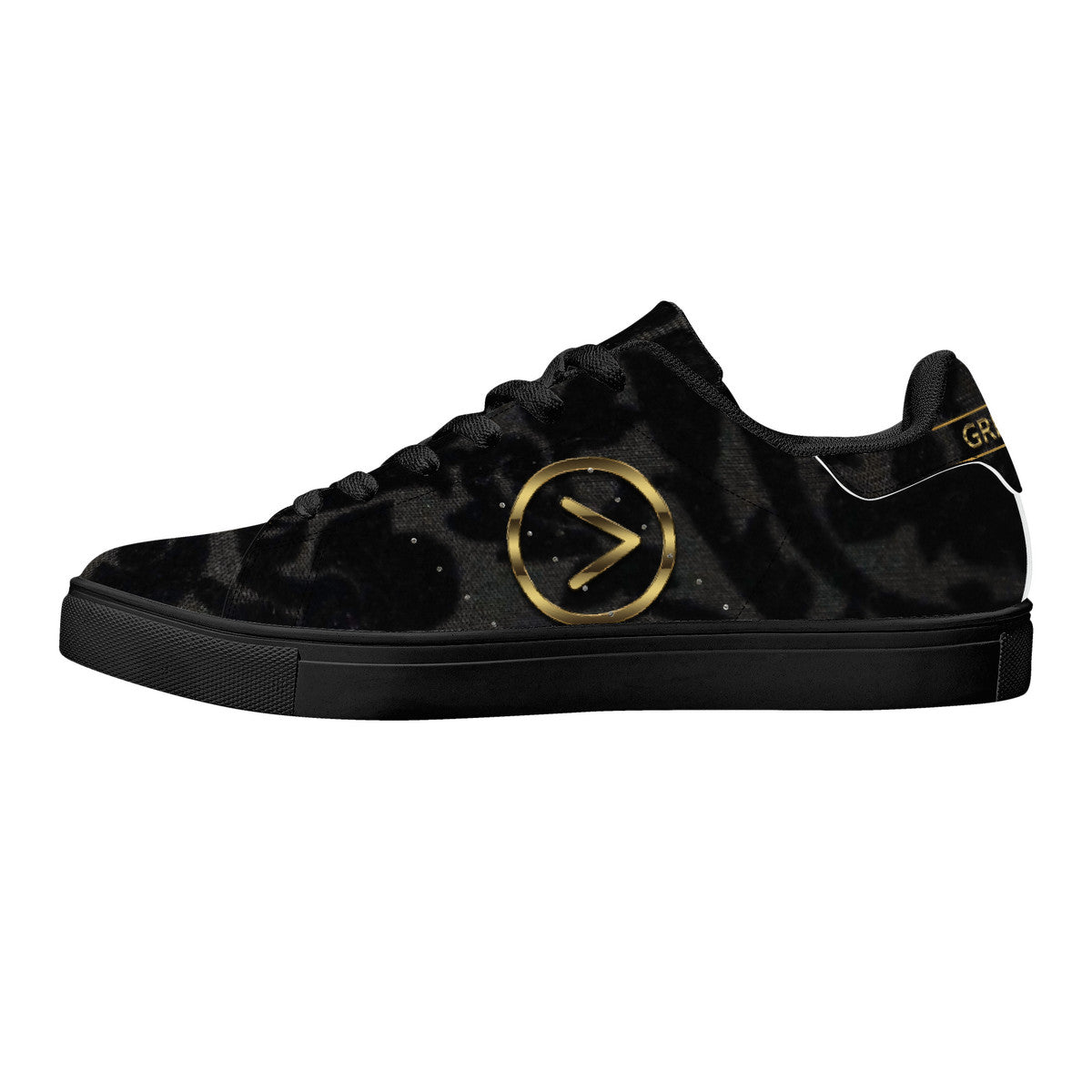 Black Knight Low-Top Synthetic Leather Sneakers - Black