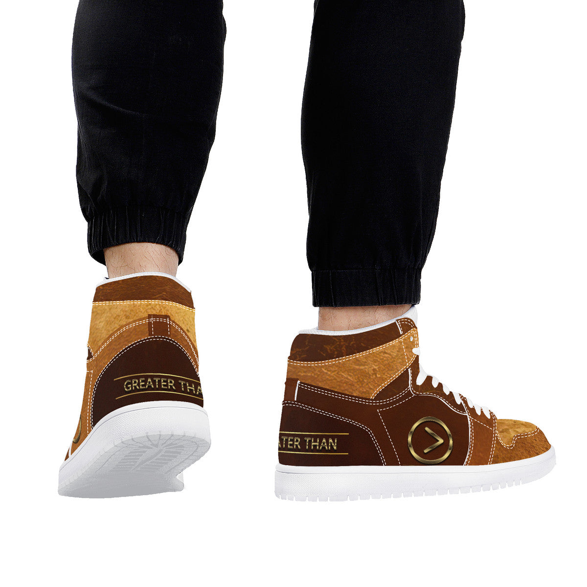 Bronze High Top Synthetic Leather Sneaker