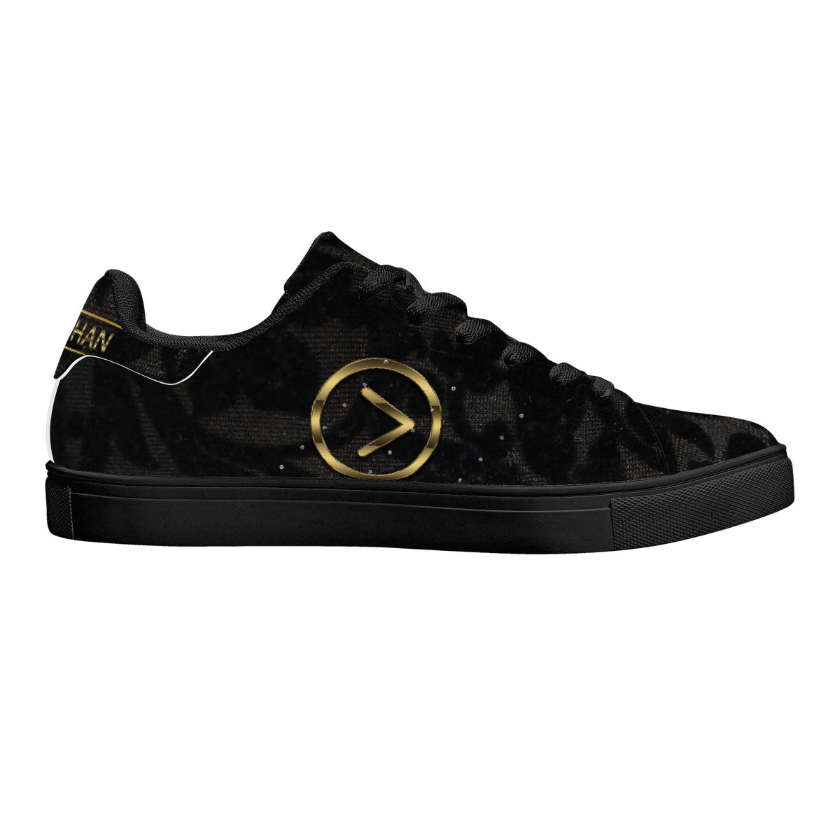 Black Knight Low-Top Synthetic Leather Sneakers - Black