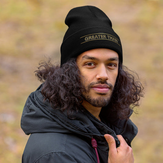 Greater Than-Cuffed Beanie