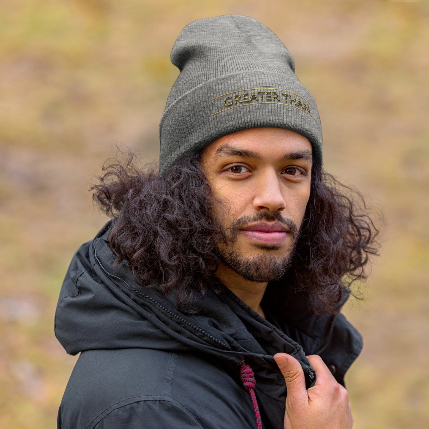 Greater Than-Cuffed Beanie
