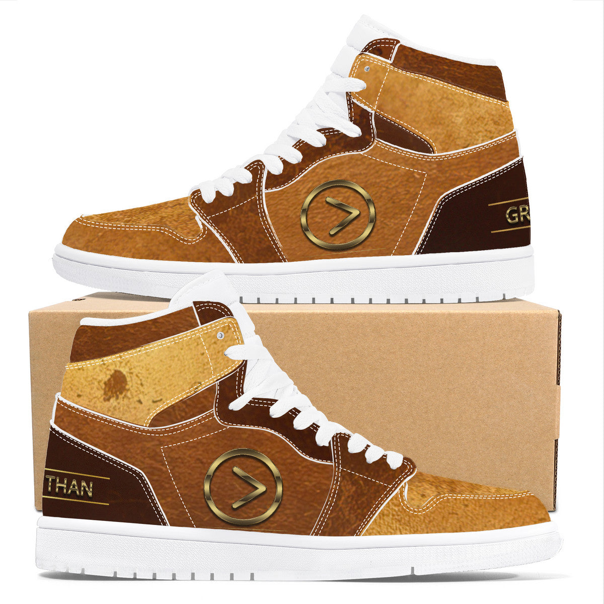 Bronze High Top Synthetic Leather Sneaker