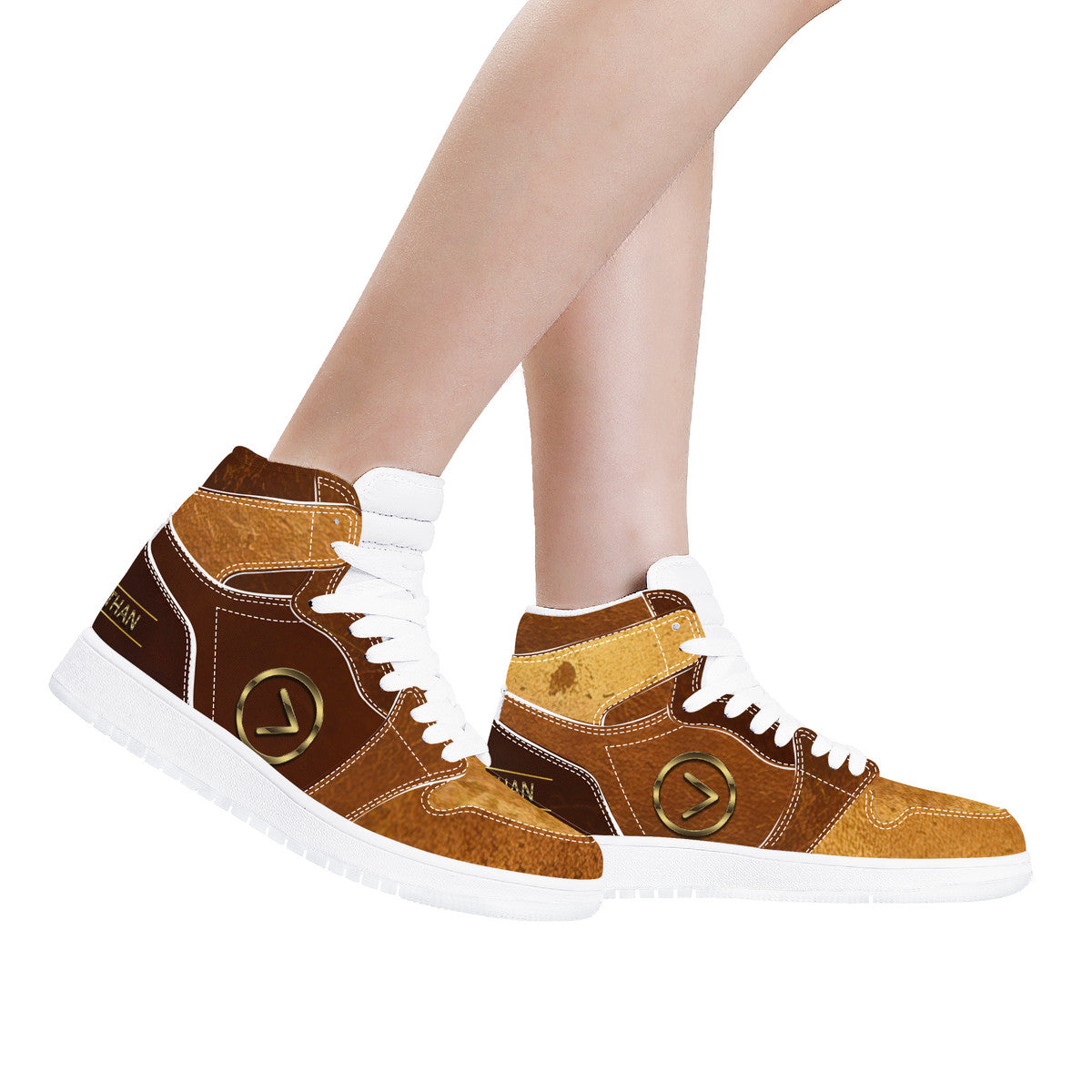 Bronze High Top Synthetic Leather Sneaker