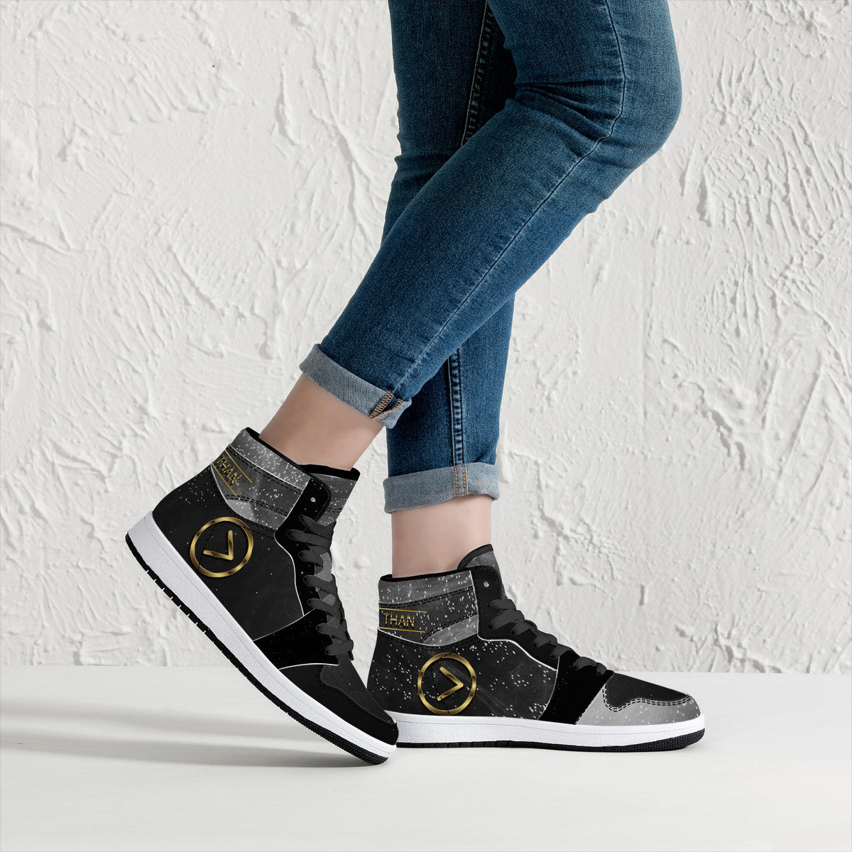 Smokey High-Top Synthetic Leather Sneakers - Black