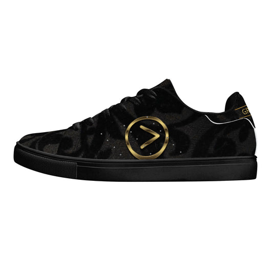 Black Knight Low-Top Synthetic Leather Sneakers - Black