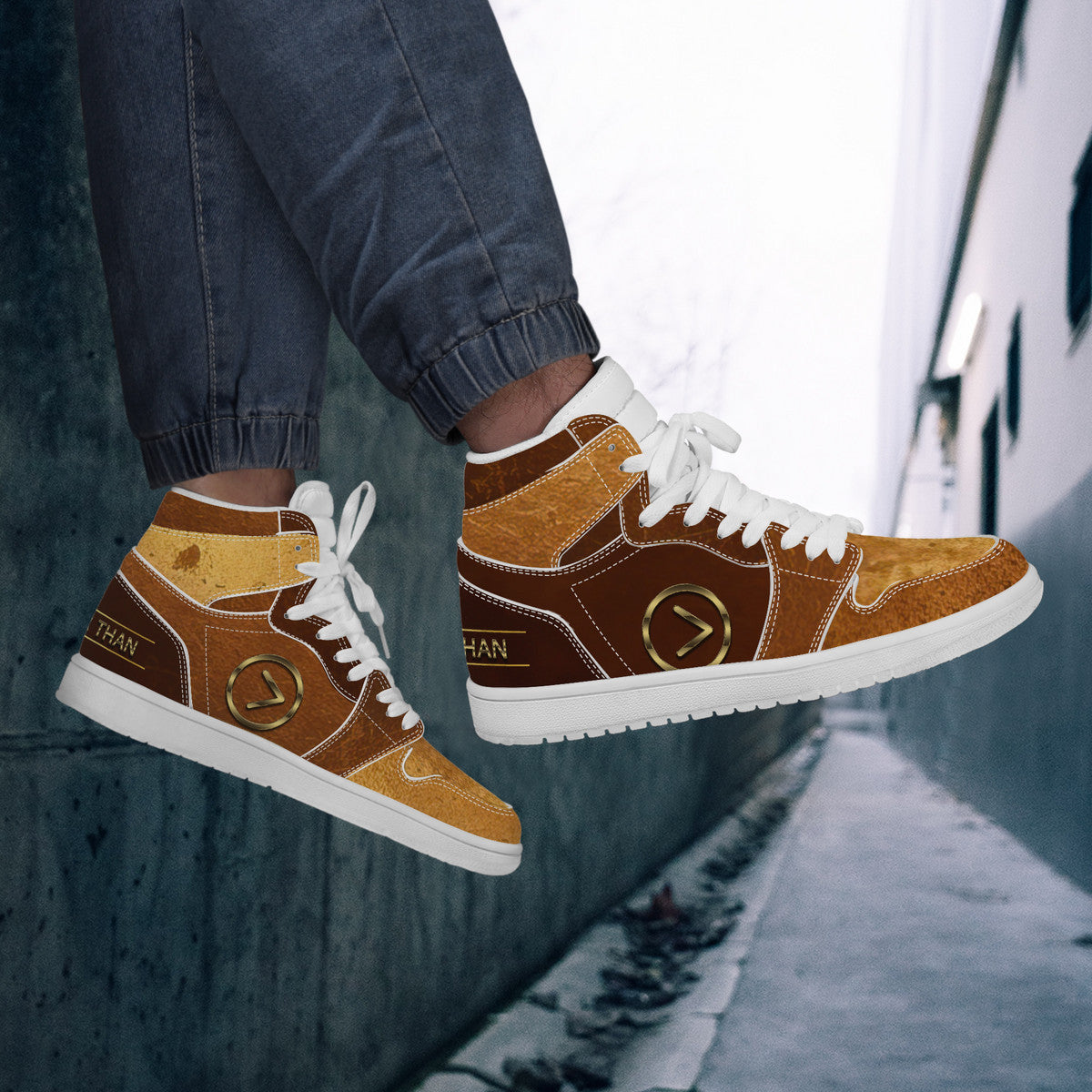 Bronze High Top Synthetic Leather Sneaker