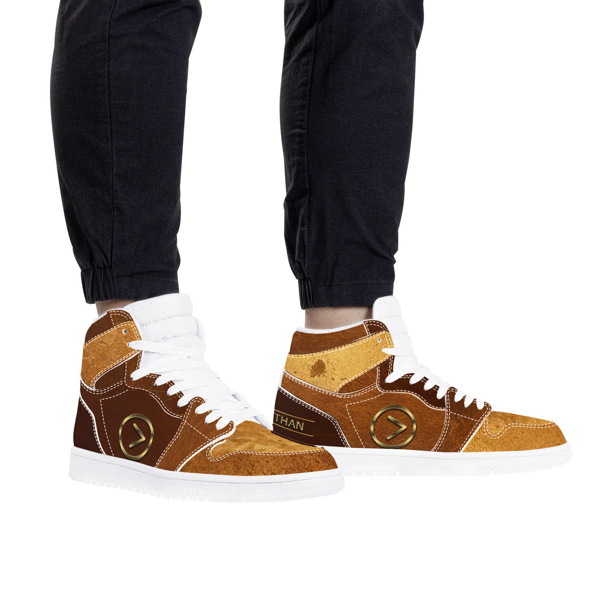 Bronze High Top Synthetic Leather Sneaker