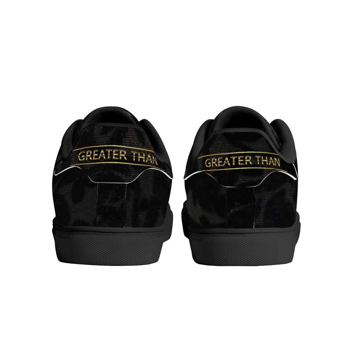 Black Knight Low-Top Synthetic Leather Sneakers - Black